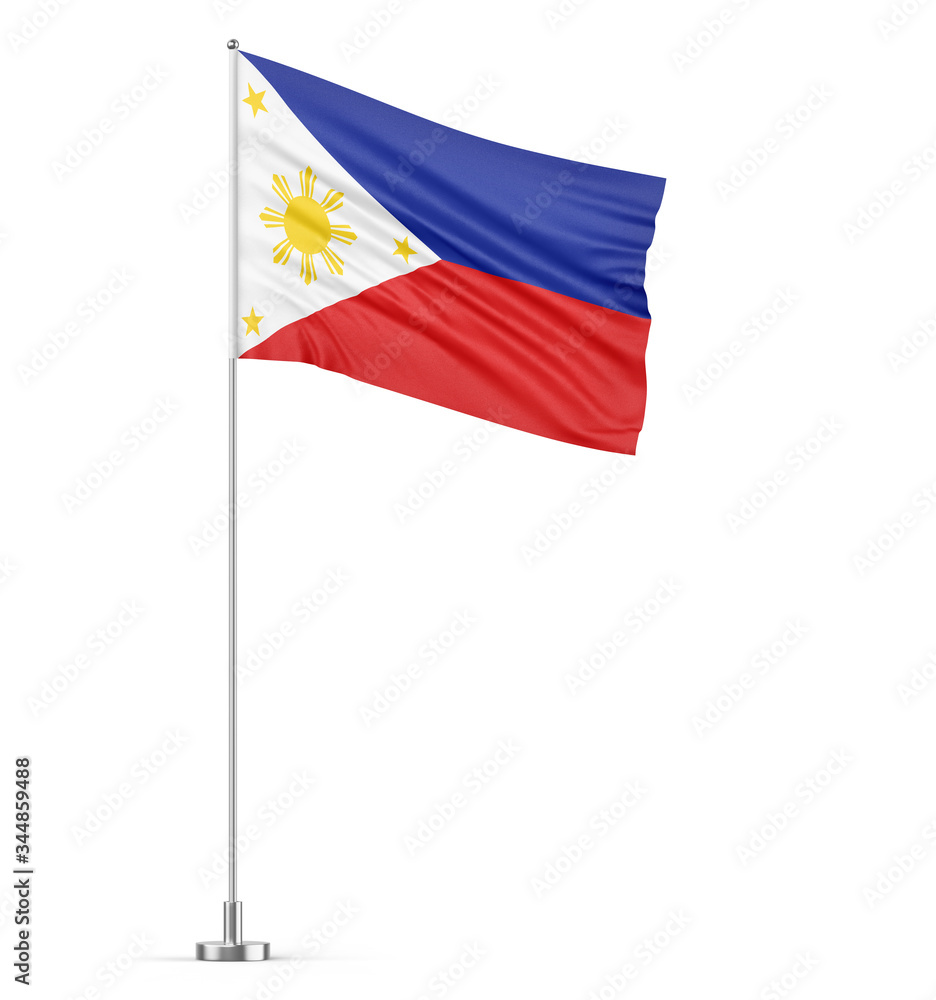 Philippines flag on a flagpole white background 3D illustration Philippines flag on a flagpole white background 3D illustration