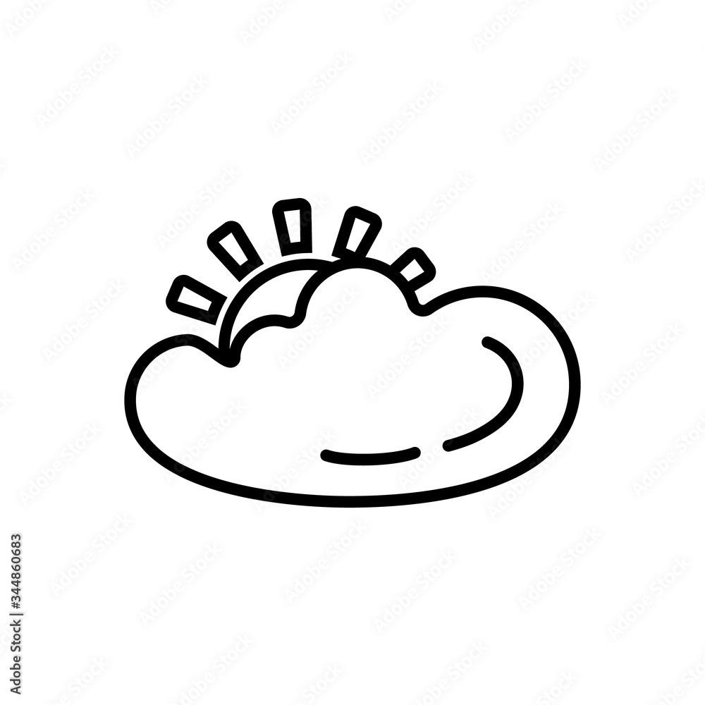Weather forecast line icon of sun and cloud isolated on white background. Weather symbol in modern outline style. For web site design and mobile apps. Vector illustration Weather forecast line icon of sun and cloud isolated on white background. Weather symbol in modern outline style. For web site design and mobile apps. Vector illustration