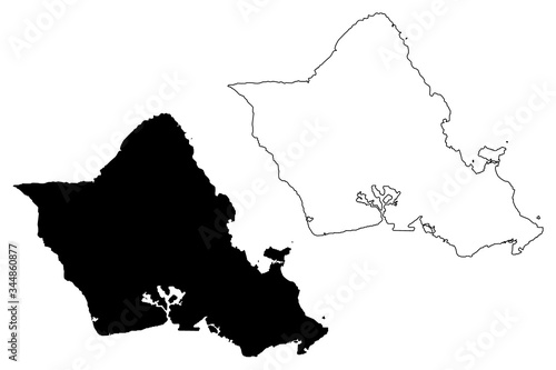 Принти на полотні City and County of Honolulu, Hawaii (U