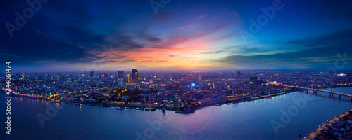 Phnom Penh Sunset, drone view photo