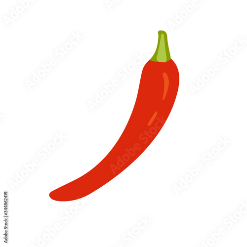 Flat colored vegetable pepper icon isolated on white background. Concept for farmers market, organic food, grocery store, cafe, restaurant. Natural product, vegetarian, fresh, natural design