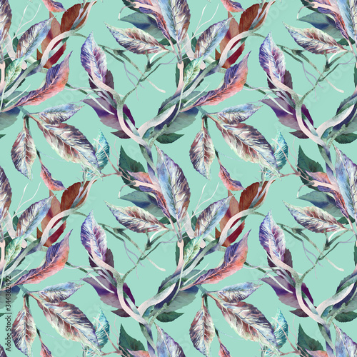 Lianas Seamless Pattern. Watercolor Background.