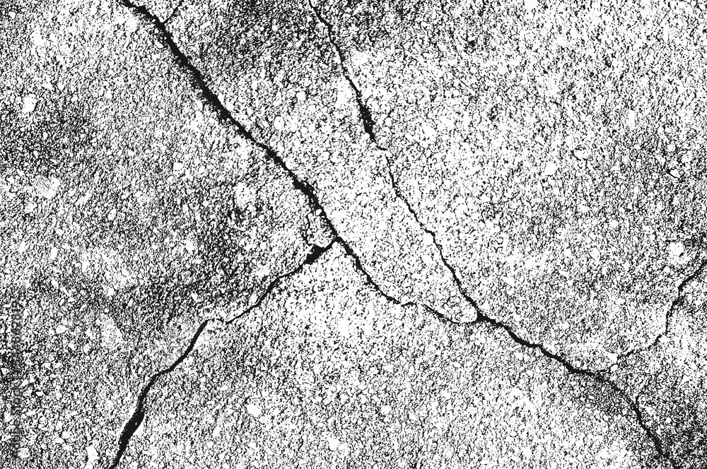 Obraz premium Distress old cracked concrete vector texture. EPS8 illustration. Black and white grunge background.