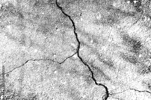 Distress old cracked concrete vector texture. EPS8 illustration. Black and white grunge background.