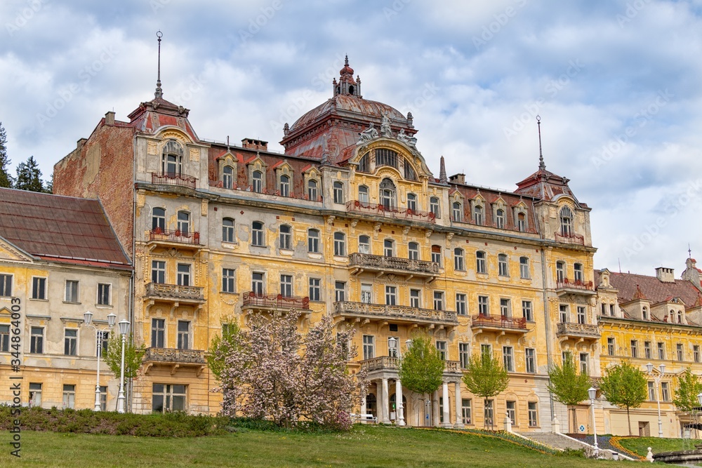 House Kavkaz - ruin of spa hotel on Goethe square in Marianske Lazne (Marienbad) - Czech Republic