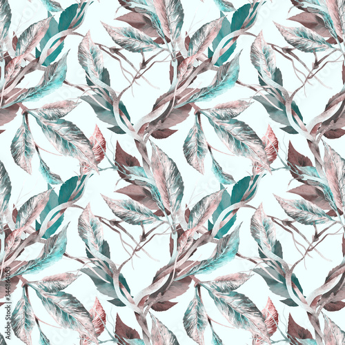 Lianas Seamless Pattern. Watercolor Background.