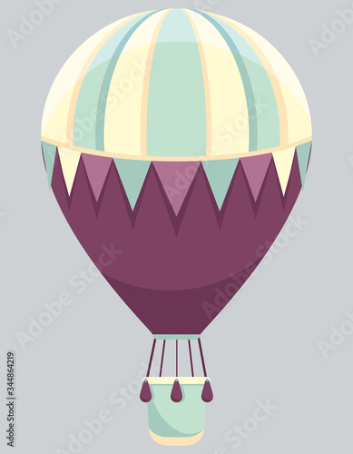 Hot air balloon. Colored aerostat in cartoon style.