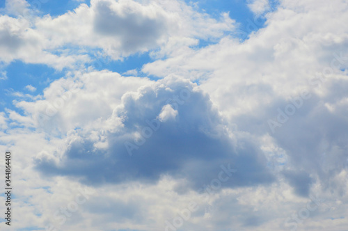 white, fluffy clouds on a background of blue sky. beauty in nature