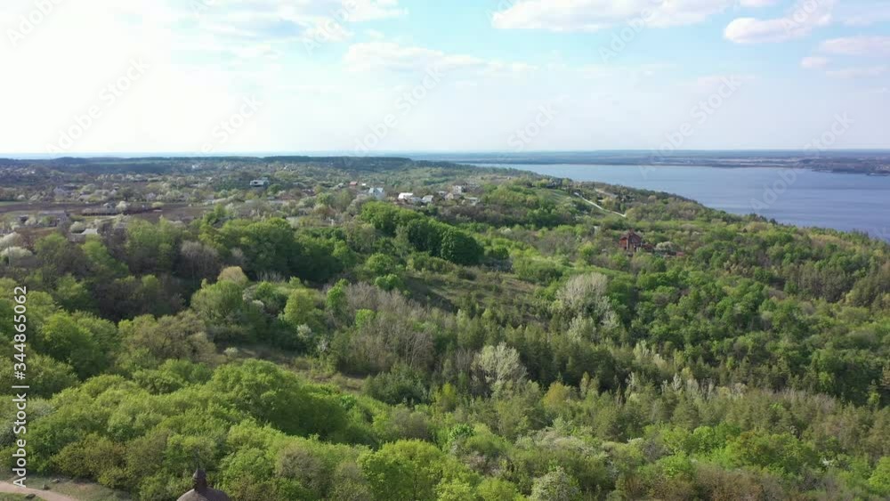 Drone Aerial countryside river trees swamp green field drone Drone Aerial countryside river trees swamp green field drone