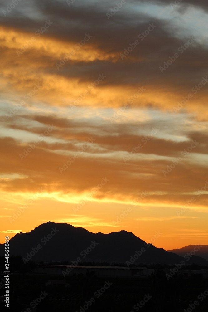 Sunset over Formentera Del Segura spain 
