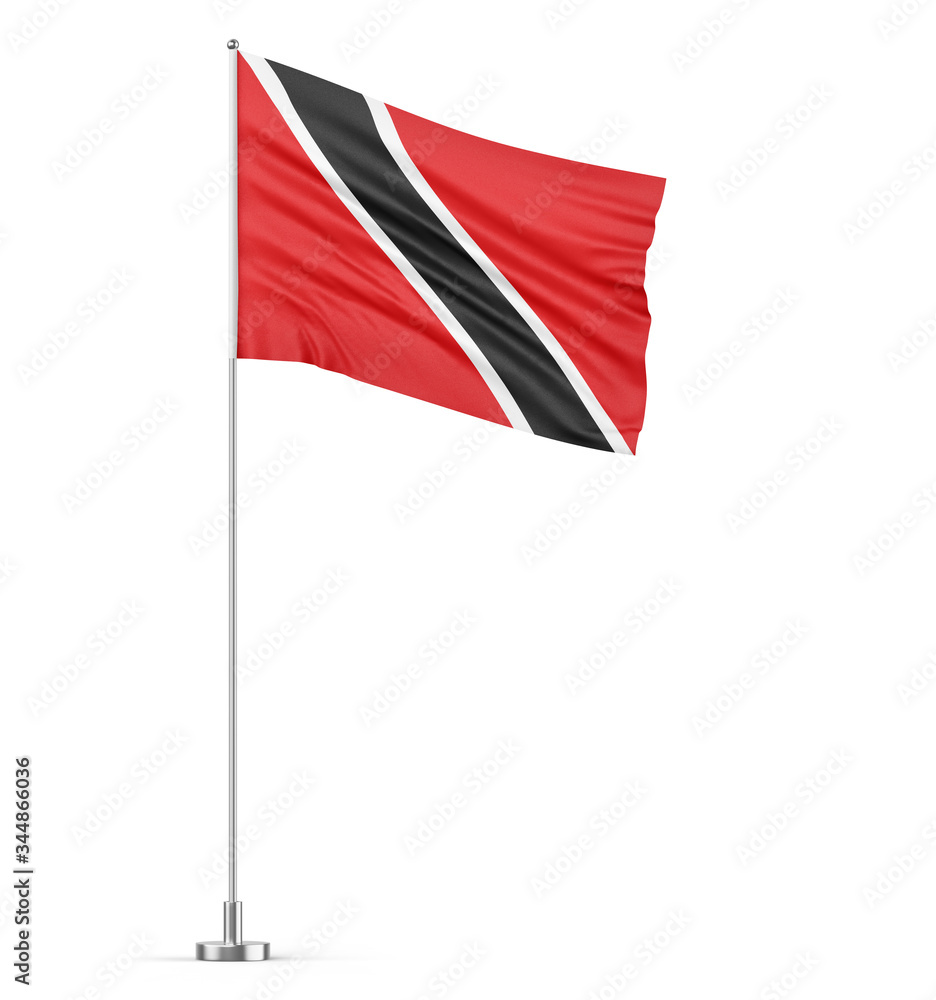 Trinidad and Tobago flag on a flagpole white background 3D illustration Trinidad and Tobago flag on a flagpole white background 3D illustration