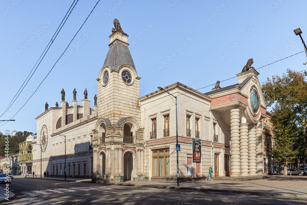 The building of the city opera house on the Shota Rustaveli Ave in the old part of Kutaisi in Georgia