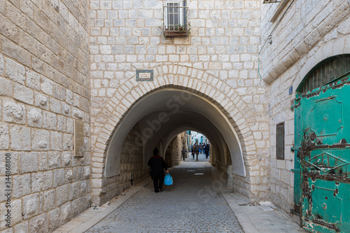 The tunnel under the houses on Star Street in Bethlehem in Palestine