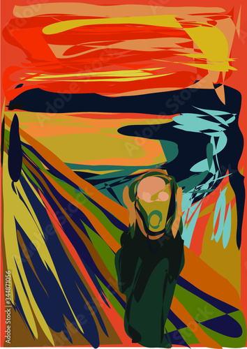 scream abstract vector norway artist world orange painting screaming scared edvard much style