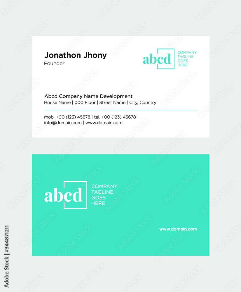 Company Business Card Design CYAN Color Style Company Business Card Design CYAN Color Style