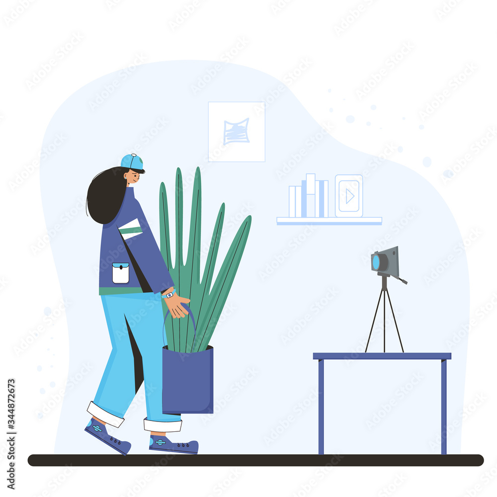 Plant lover. Man with indor flower pot. Vector Plant lover. Man with indor flower pot. Vector