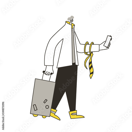 Bleisure concept. Work life balance. Vector person