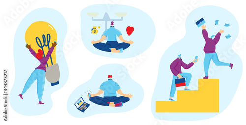 Work life balance concept. Vector human character.