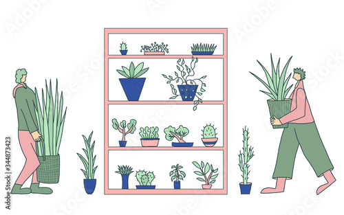 House plant lover concept Hand drawn vector flower