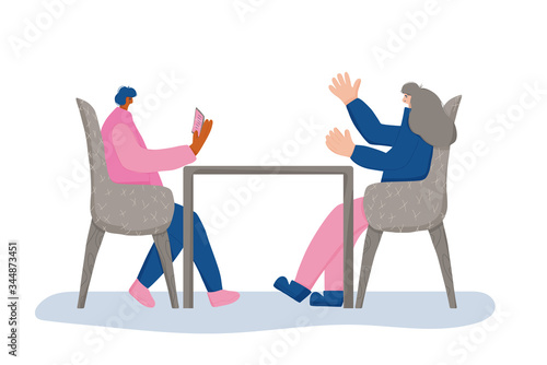 People sitting in the chair. Vector person.