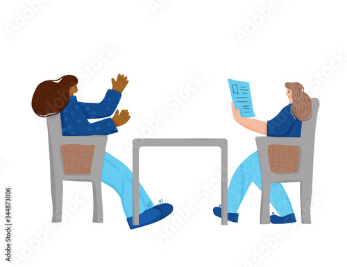 People sitting in the chair. Vector person.