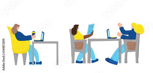 People sitting in the chair. Vector person.