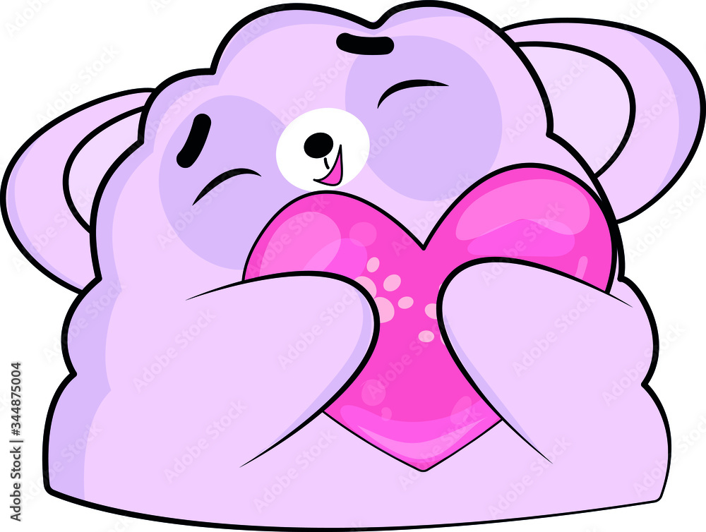 sticker pink fluffy bear with emotions sticker pink fluffy bear with emotions