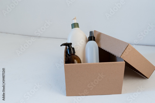 cosmetic products in cardboard boxes