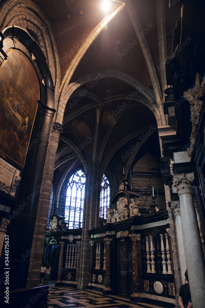 GHENT, BELGIUM - August, 2019: Interior of Saint Michael church (Sint-Michielskerk) in Ghent. Roman Catholic Church devoted to St. Michael GHENT, BELGIUM - August, 2019: Interior of Saint Michael church (Sint-Michielskerk) in Ghent. Roman Catholic Church devoted to St. Michael
