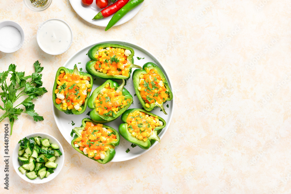 Baked green bell peppers Baked green bell peppers
