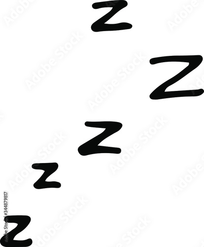 Hand drawn sleep sounds, letters Z. Doodle vector illustration. 