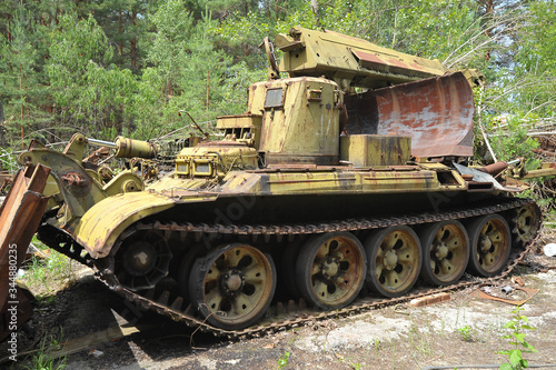 Abandoned soviet military engineering vehicle