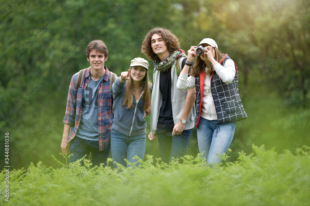 Group of friends on a hiking day Group of friends on a hiking day