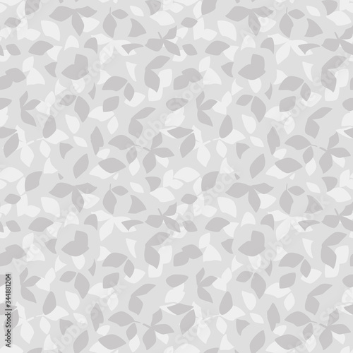floral background - vector light gray seamless pattern with leaves