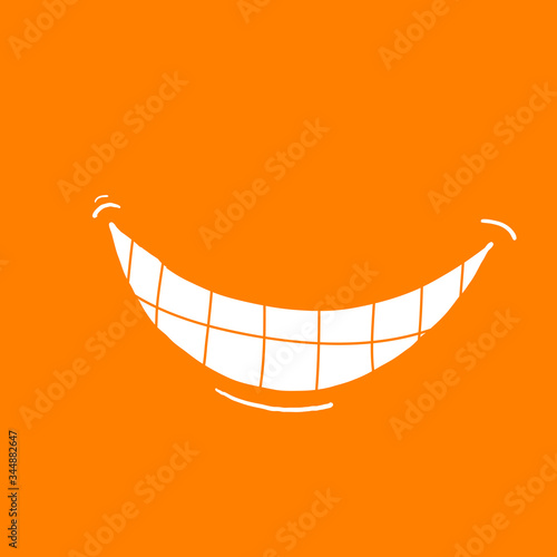 hand drawn doodle smile or laughing by showing teeth for discovering a plan illustration with cartoon style