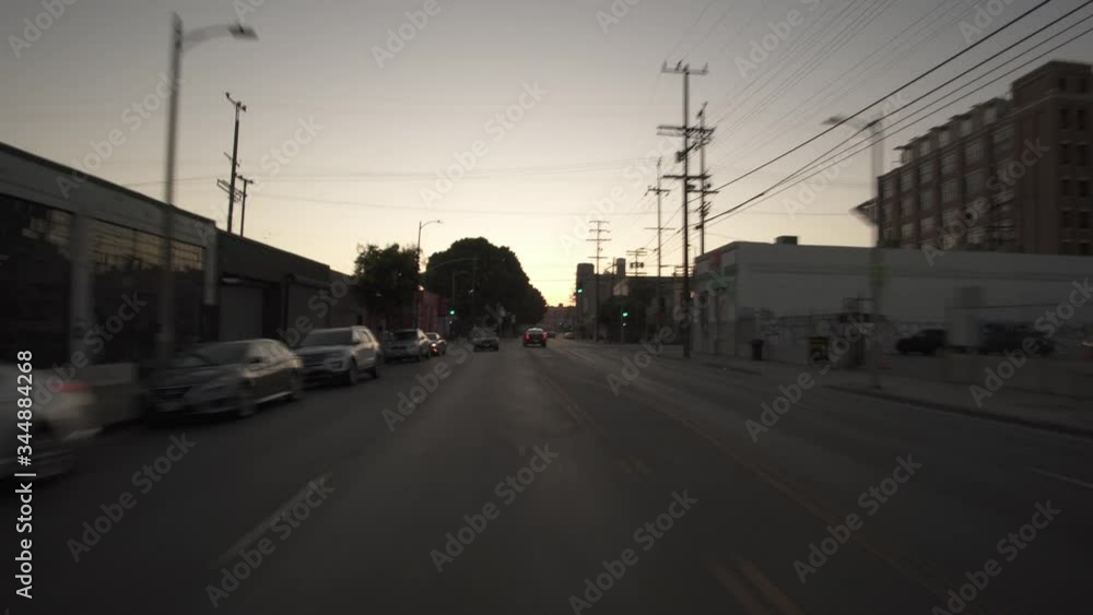Los Angeles Downtown 7th St Bridge Eastbound Sunset Time Lapse Driving Rear View Los Angeles Downtown 7th St Bridge Eastbound Sunset Time Lapse Driving Rear View