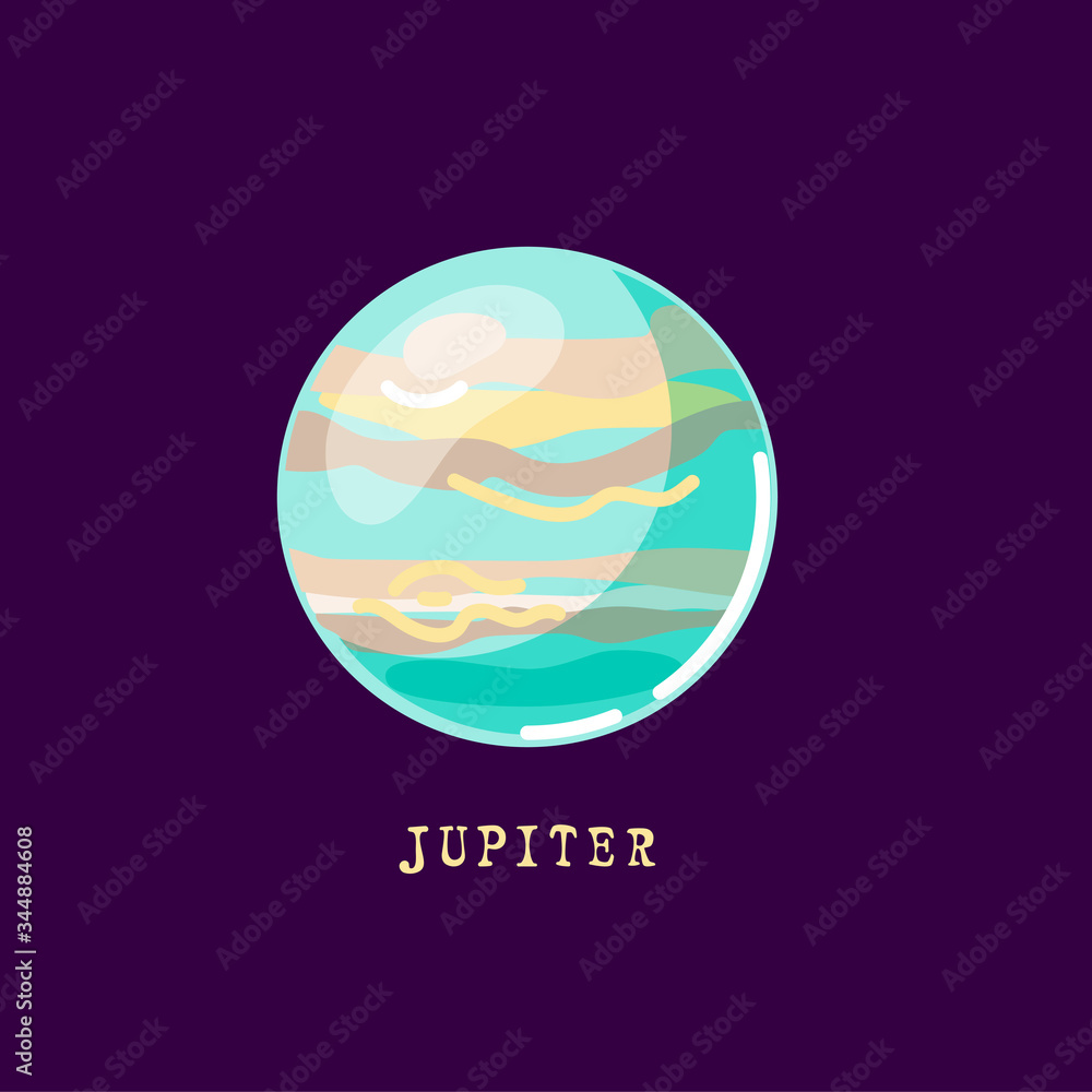 Jupiter planet for logo, outer space, symbol. Vector illustration isolated on background. Flat style design. Jupiter planet for logo, outer space, symbol. Vector illustration isolated on background. Flat style design.