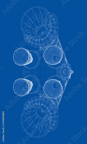 Space rocket concept outline. Vector