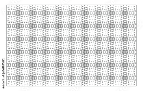 Set of one thousand pieces. Puzzle with different types of details and the ability to move each part. Black and white vector illustration isolated on white background.