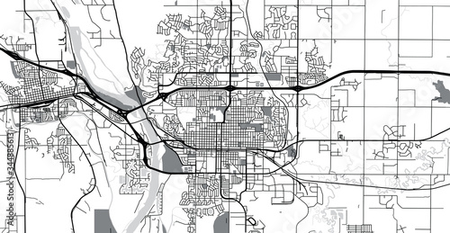 Urban vector city map of Bismarck, USA. North Dakota state capital