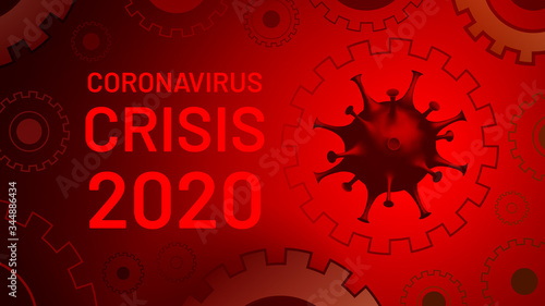 Coronavirus crisis 2020. Coronacrisis. Conceptual visualization of a recession due to virus intervention. Covid-19 pandemic is affecting the global economy. Corona virus weakens