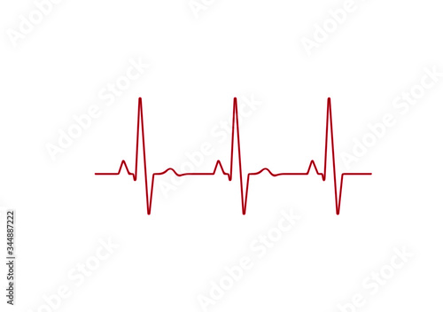 Heart rate graph. Heart beat line. Ekg icon wave. Red color. Sound wave line. Medical design. Stock vector illustration.