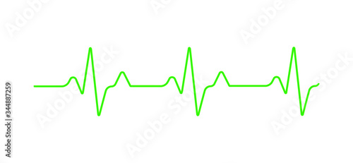 Heart rate graph. Heart beat line. Ekg icon wave. Green color. Sound wave line. Medical design. Stock vector illustration.