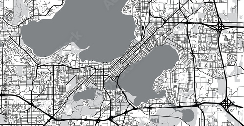 Urban vector city map of Madison, USA. Wisconsin state capital