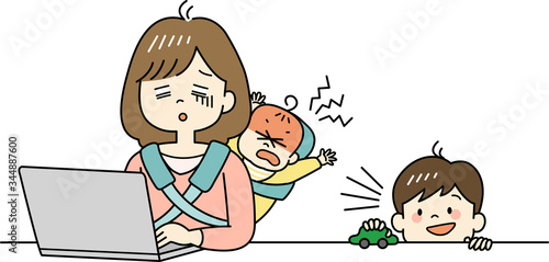 子どもを預けられずテレワークに絶望するお母さん
