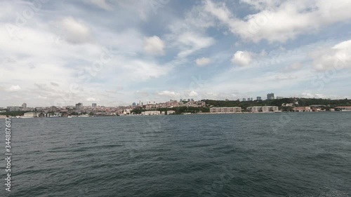 Wallpaper Mural sailing on a yacht on the Bosphorus Sea water near the coast the Turkey Istanbul  Torontodigital.ca