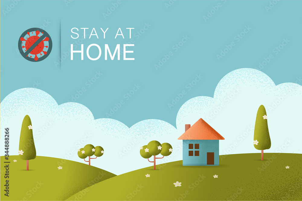 Naklejka premium Stay at home logo Vector illustration