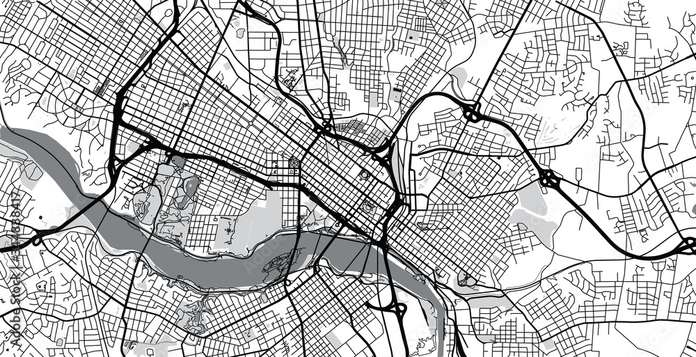 Urban vector city map of Richmond, USA. Virginia state capital