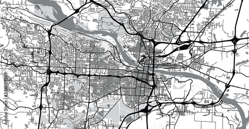 Urban vector city map of Little Rock, USA. Arkansas state capital