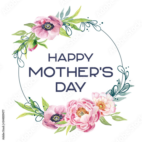 postcard watercolor mother's day circle frame